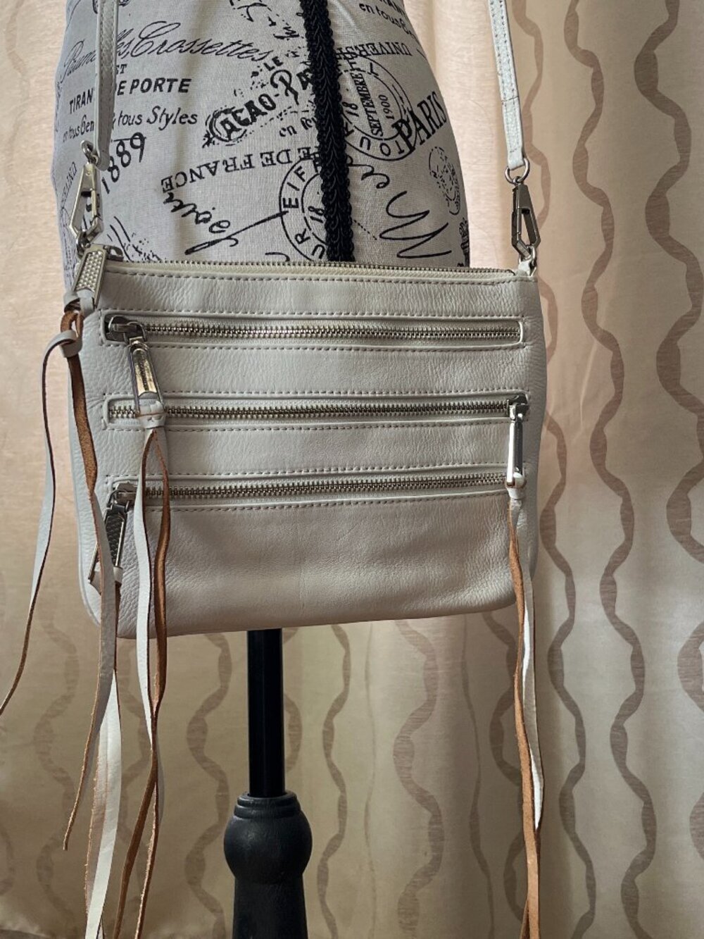 Rebecca Minkoff White Hippie Four Zip Ren Faire Fringe Satchel Indie Bag
